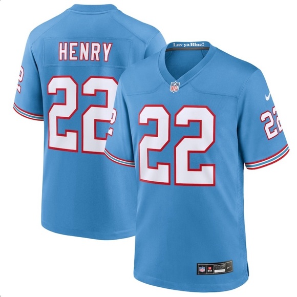 Nike Other - NIKE MEN’S TENNESSEE TITANS #22 DERRICK HENRY OILERS GAME JERSEY LIGHT BLUE - L